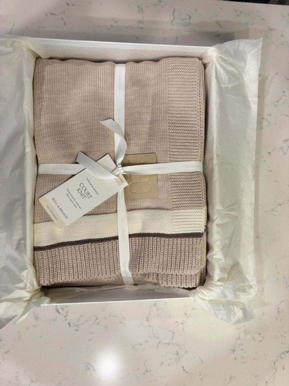 NWT Boll & Branch Court Knit Throw Blanket